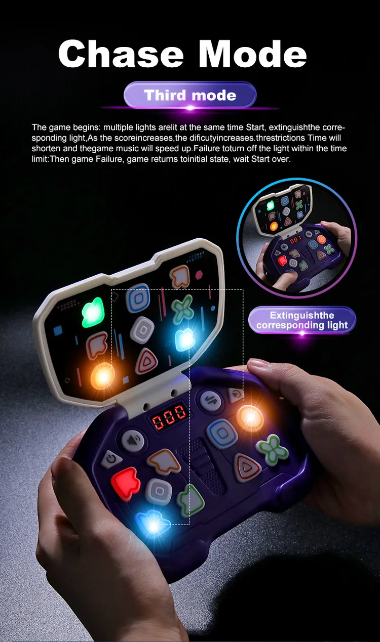 Máquina de juego de rompecabezas de música electrónica, juguetes de empuje rápido con botón pulsador, rompecabezas para niños, juegos de mesa de nivel de música de descompresión