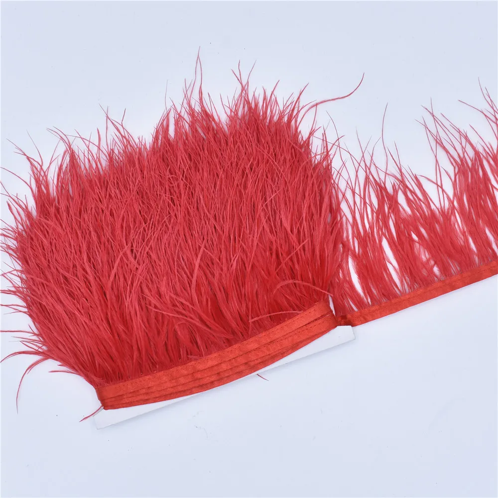 Ostrich Feathers 1meters Real Trim Fringe for Clothes Ribbon Trims Feather Skirt Plumas Plume Decoration