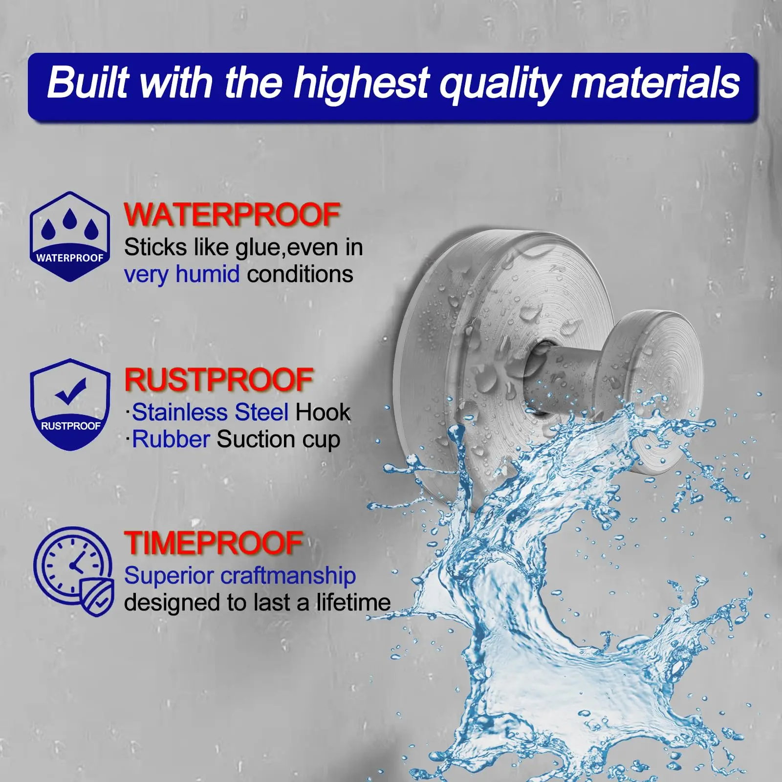 Suction Cup Hooks for Shower Removable Towel Hooks for Bathroom Window Glass Door Wall Bath Robe Looafh Hook Hanging