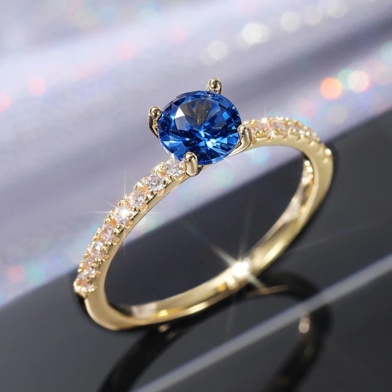 Elegant Zirconia Women's Wedding Engagement Ring - Classic 4 Claw Design in Three Stunning Colors