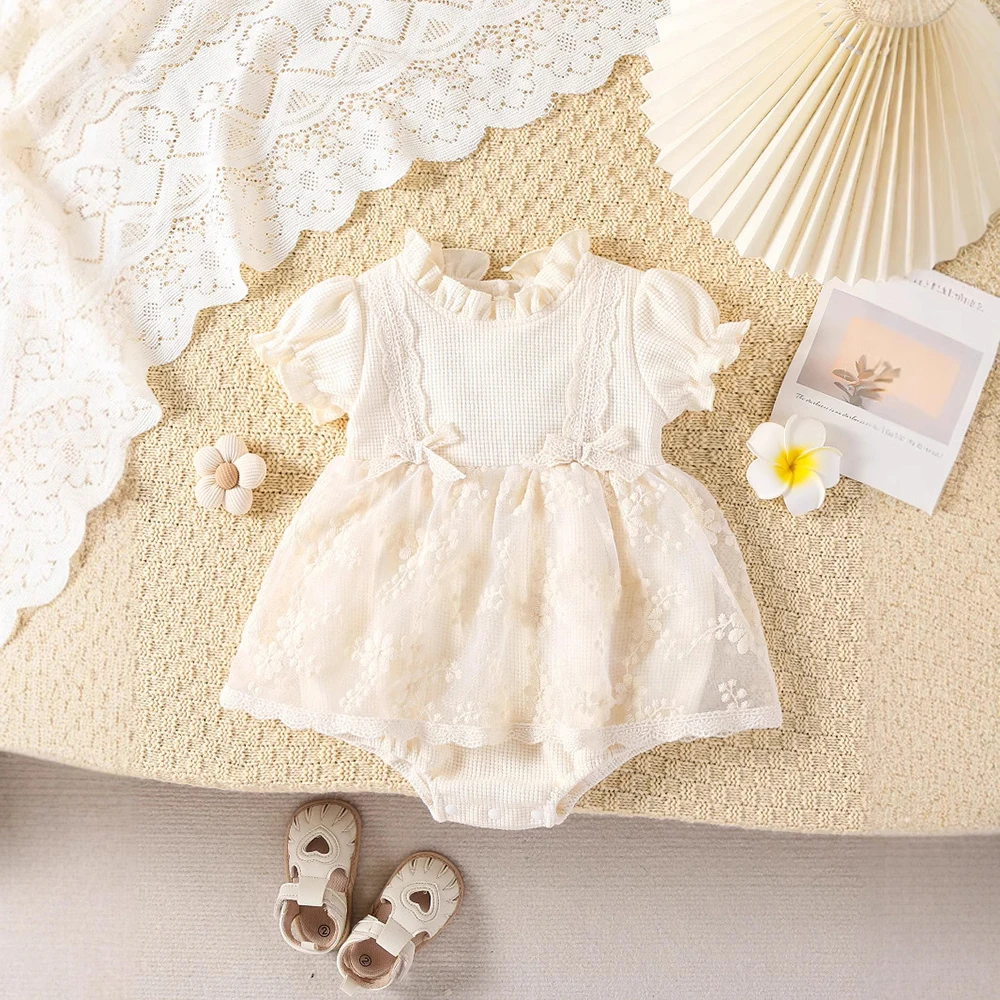 Cotton Baby Girls Summer Bodysuits Lace One Piece