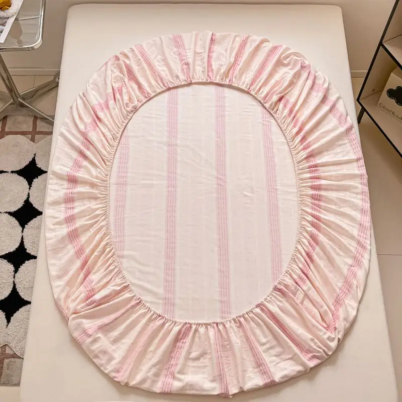 Skin-friendly Bedsheet Pure Cotton Bed Linen Stripe Style Bed Cover Single Mattress Protector sabanas (Pillowcase Need Order) 6