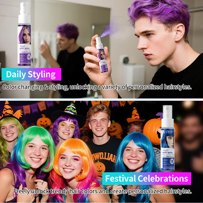 Hair Color Spray Temporary Diy Hair Dye Spray Halloween Party Costume Instant Styling Disposable Tools 30ml