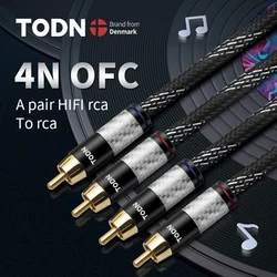 Todn 1 pair RCA audio cable 2 RCA to 2 RCA Interconnect Cable HIFI Stereo 4N OFC Male to Male For Amplifier DAC TV