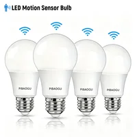 4PCS Radar Motion Sensor LED Light Bulb E26 110V Dusk‑to‑Dawn Auto On Off 6W 9W 12W 15W 18W 20W Smart Sensor Lamp for Porch Courtyard Basement Garage Stairway 1