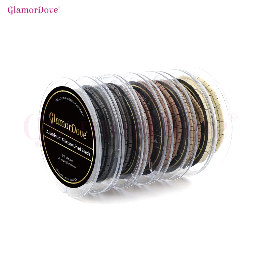 글래머도브 1000개 5.0mm 프리로드 마이크로 링 비즈 ? 실리콘 라이닝 헤어 익스텐션 링