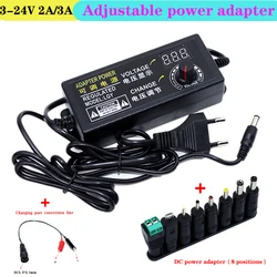 3-24V adjustable AC to DC power supply 3V 9V 12V 15V 18V 24V 2A 3A power adapter Universal With voltage display