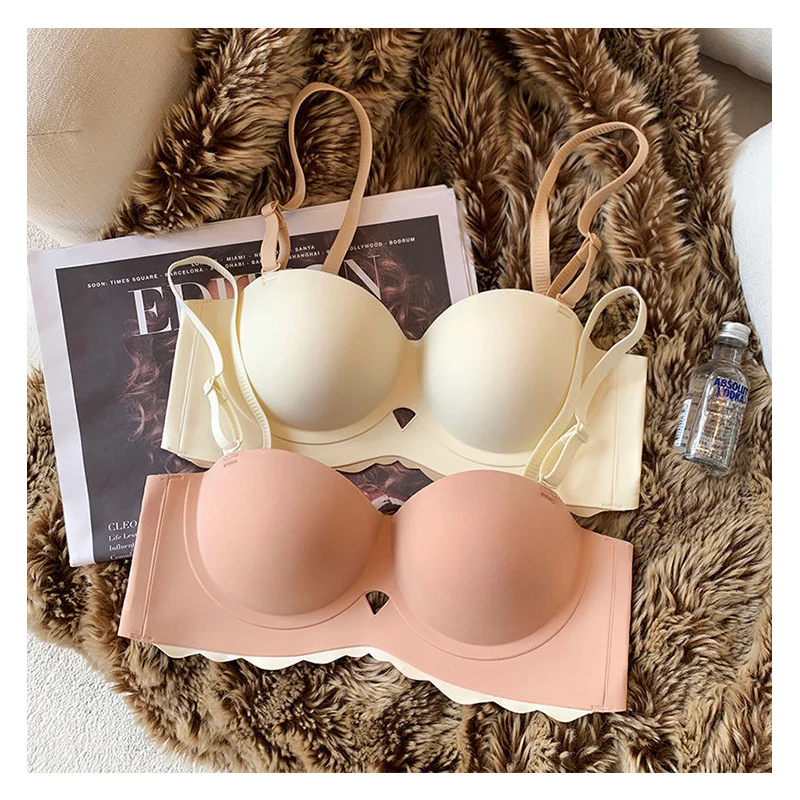 Strapless Bras for Women Brasieres Gathere Invisible Backless Bras Female Intimates Lingerie Detachable Straps Sexy Underwear