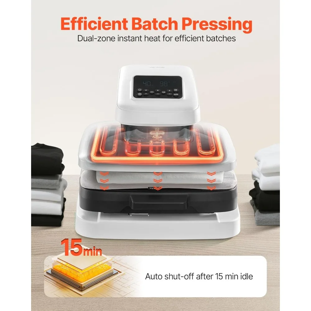 Auto Heat Press Machine, 15 x 15 inch, T-Shirt Press Machine with Auto Release and Adjustable Pressure, Digital Display, Rapid