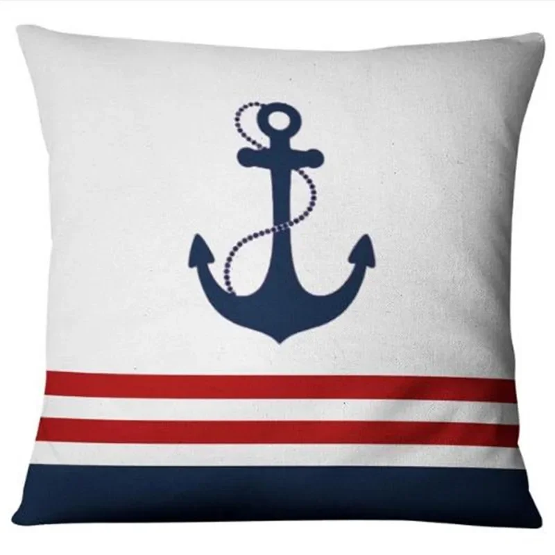 45x45cm nautical navy blue nautical shell starfish pillow ocean cushion cover sofa bay window cushion home decoration pillowcase
