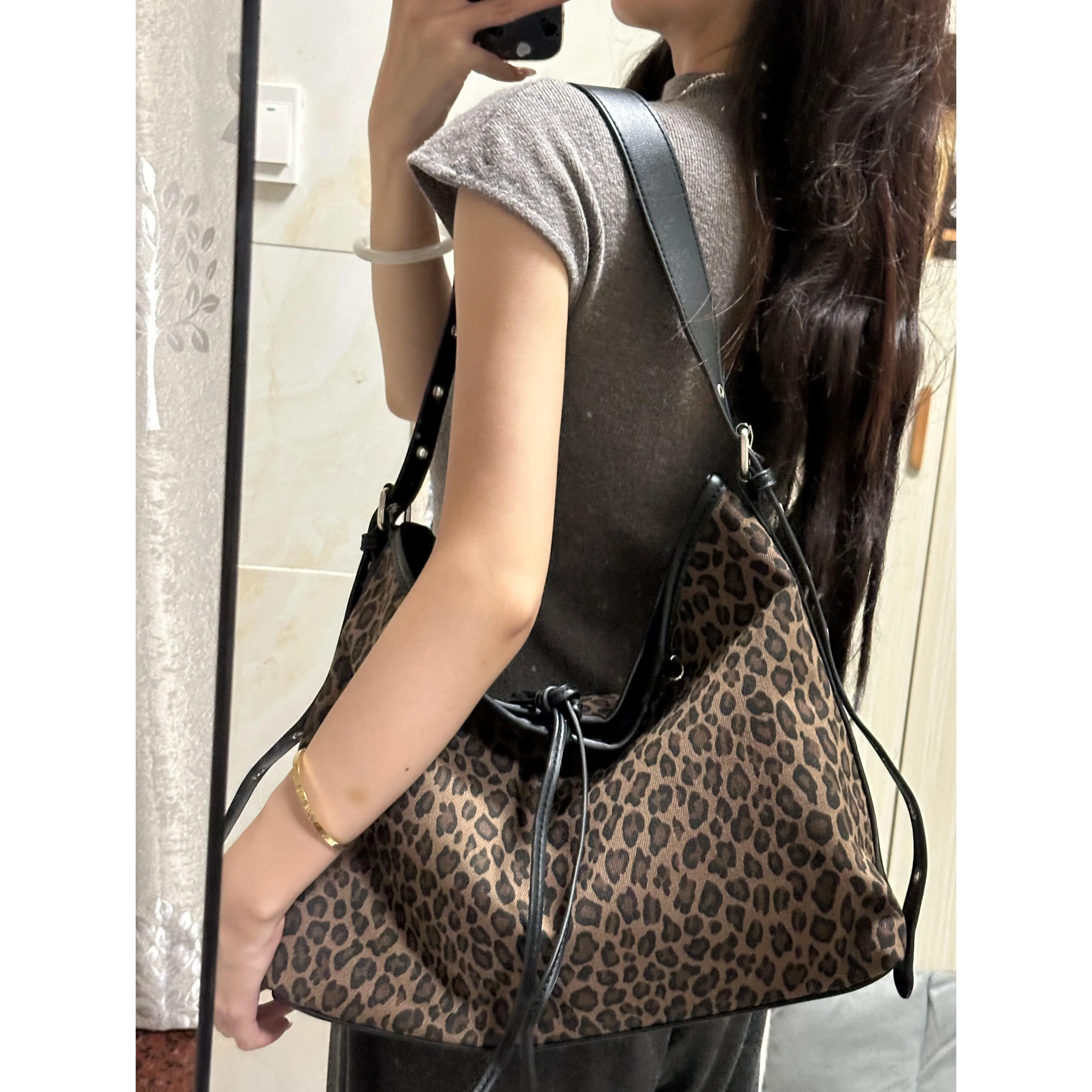 Leopard Print Tote Underarm Bags For Women Luxury Designer Handbag Purses 2025 New In Vintage Large Capacity Shoulder Crossbody