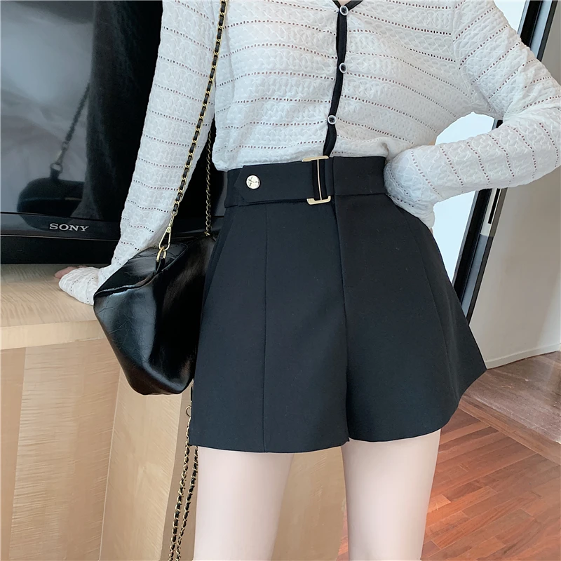 2022 Spring New Loose Slimming outside Wear Suit Wide Leg Pants Korean Retro Casual Shorts High Waist Boot Pants Women womens clothing