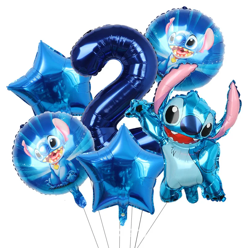 thumbnail image 1 of Decoración para fiesta de cumpleaños de Disney Stitch, vajilla con temática de Lilo y Stitch azul, vasos, globos de ángel, piñata, suministros para fiestas para niños, 1 of 5