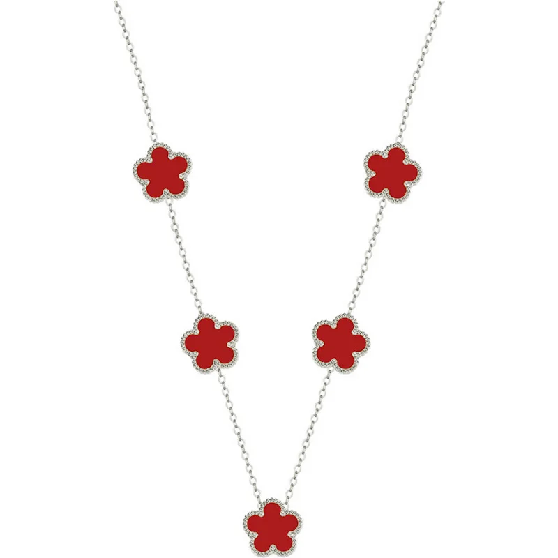 Lucky Clover Necklace for Women Girls Stainless Steel