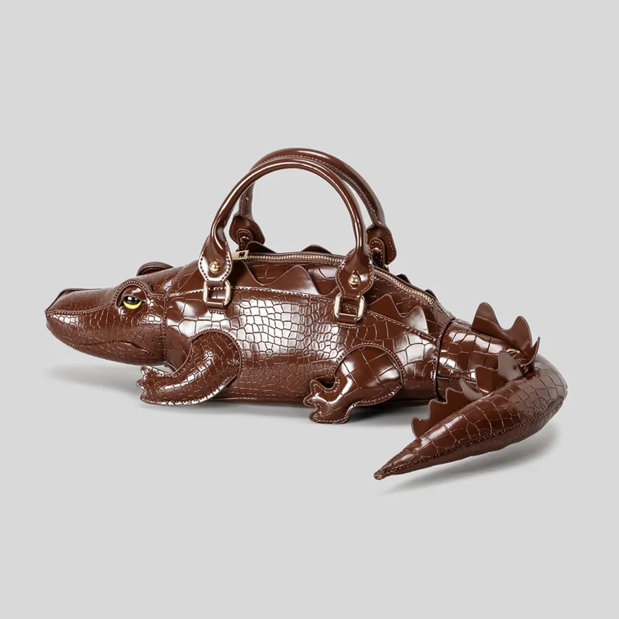 Simulated Crocodile Design Women's Handbags 2025 Funny Crocodile Pattern Shoulder Bags Luxury Pu Leather Crossbody Cross Bag
