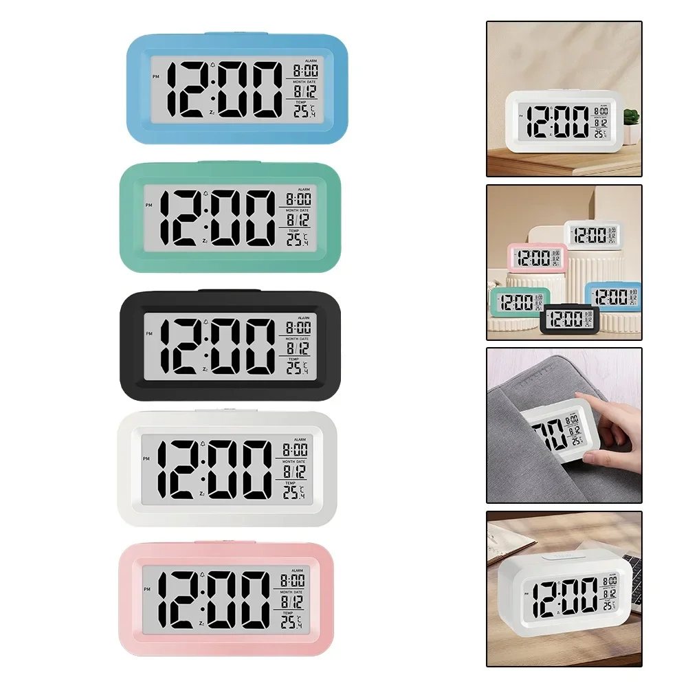Digital LCD Alarm Clock Electronic Digital Alarm Screen Desktop Table Clock For Home Backlight Snooze Calendar