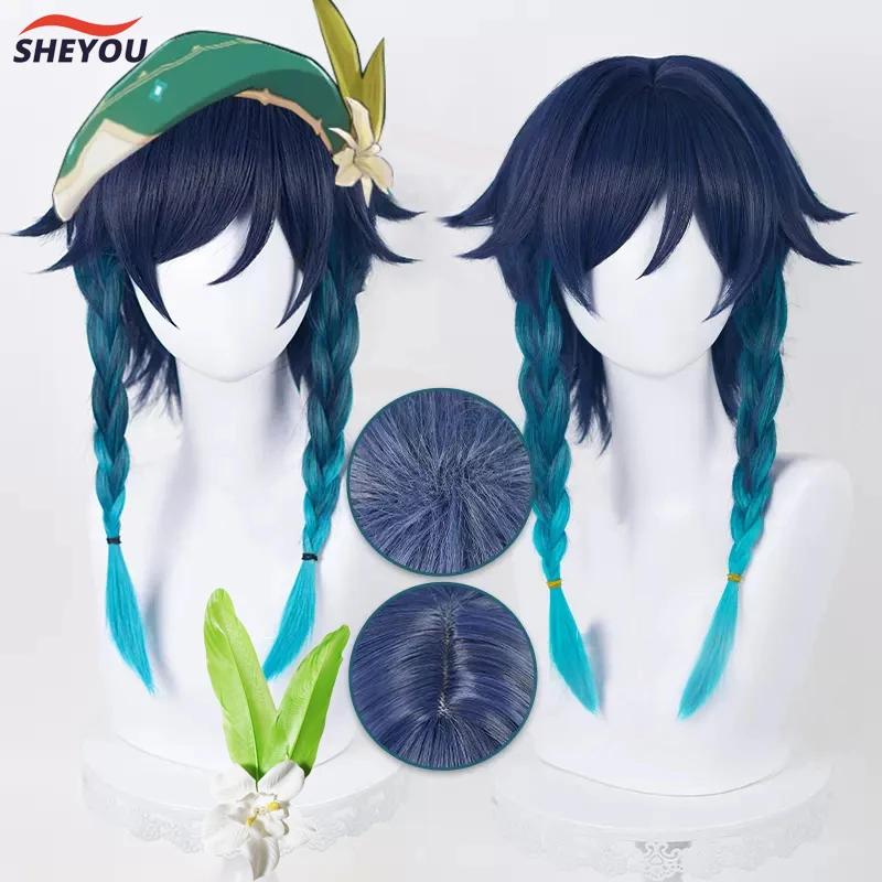 

New! Venti Cosplay Wig Game Impact Barbatos Venti Shor Heat Resistant Synthetic Hair Anime Party Role Cosplay Wigs + Wig Cap