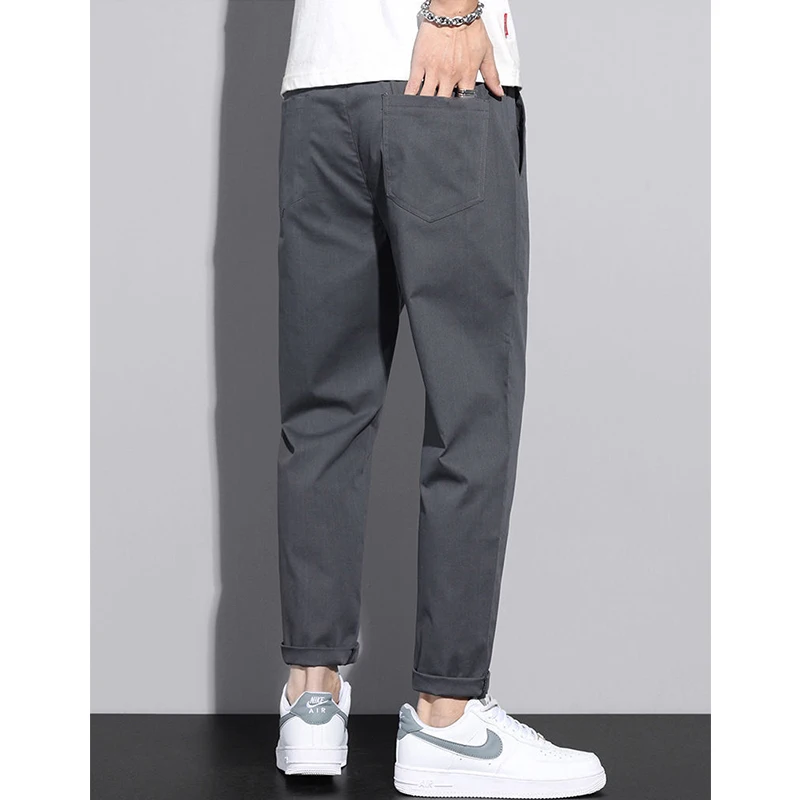 Autumn Winter Male Solid Color Loose Casual Pants Hombre Simple Fashion All-match Harem Lace Up Sweatpants Men Straight Trousers