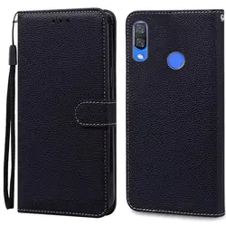 Leather Wallet Flip Case for Huawei Nova 3E (Black)