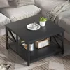 Coffee Table with Storage, Small Square Center Tables with Seamless One-Piece Tabletop Farmhouse Style,Coffee Table 2