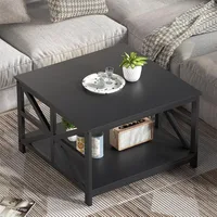 Coffee Table with Storage, Small Square Center Tables with Seamless One-Piece Tabletop Farmhouse Style,Coffee Table 2