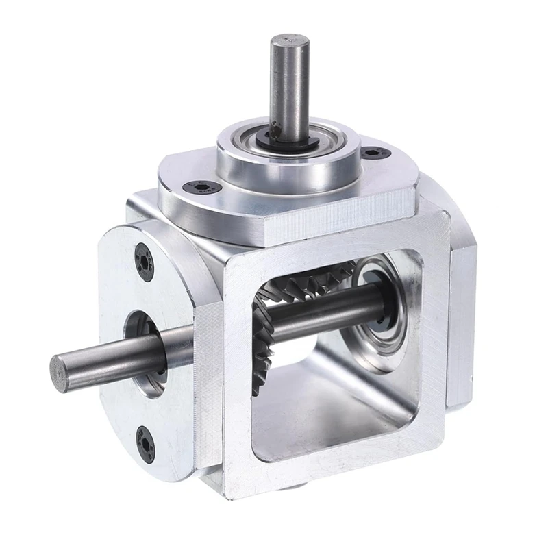 Motor Gear Transmission Gear 90 Degree Right Angle Bevel Gear-Box 1:1 Single Output Shaft 1 Module 20 Teeth Aluminum Frame