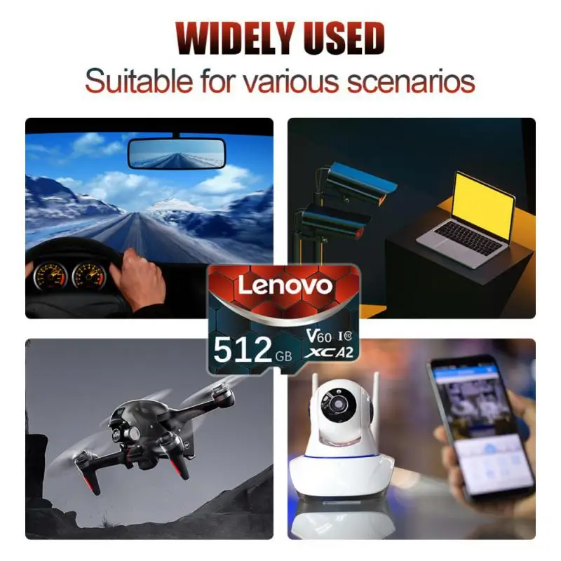 Micro SD Card Lenovo Micro TF SD Cards 512GB 256GB SD Memory Card Class 10 High Speed 128GB 512GB A2 U3 4K HD TF Flash Card Phone/Camera