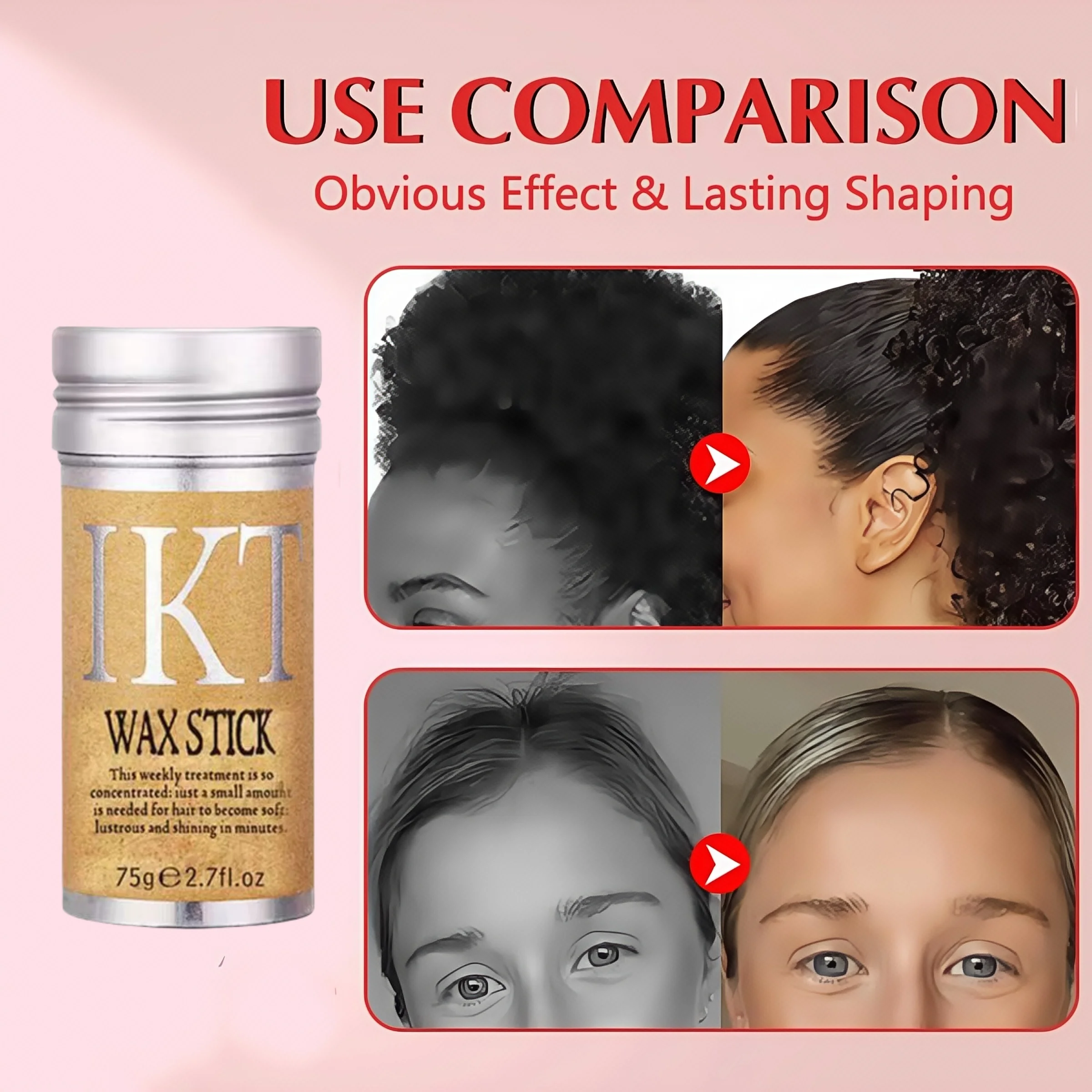 Hair Wax Stick For Black Women Wig With Slick Back Brushes Comb Sleek Stick Gel Pomade for Flyaway Hair Wig Styling Accessories 4
