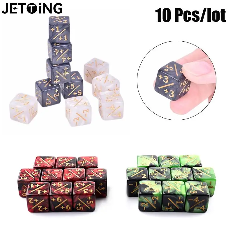 

10Pcs 16mm 6 Side Dice Counters +1/-1 Dice Kids Toy Counting Dice For MTG/ Card Gaming Dice Board Game Entertainment Party Games