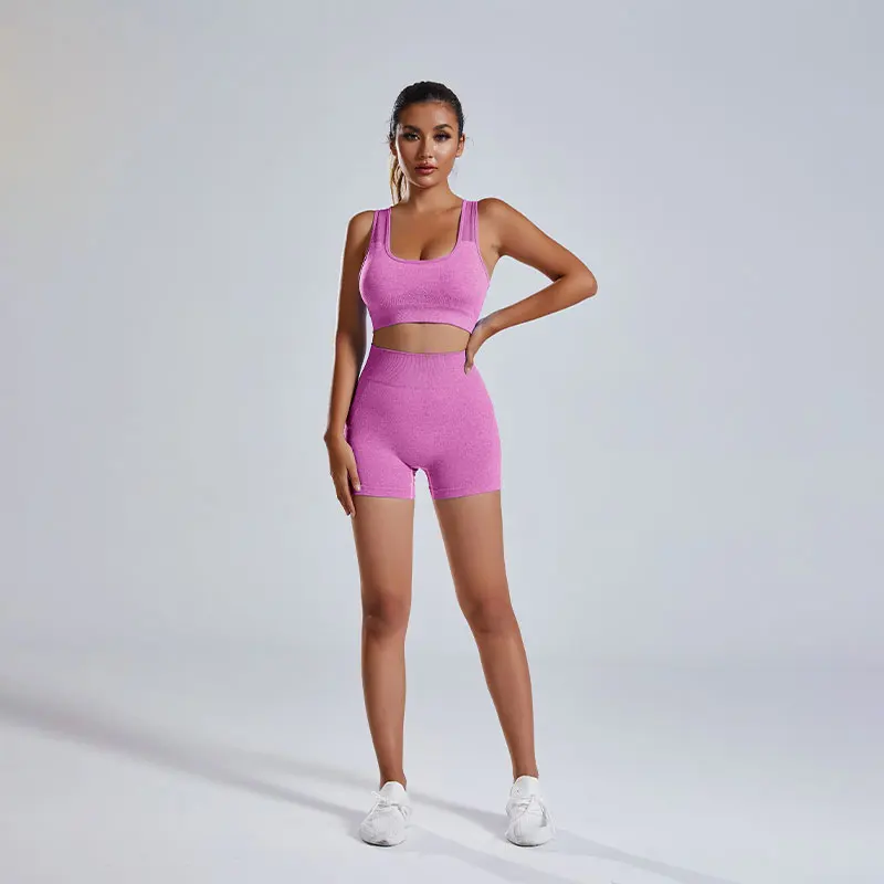 Yoga Set Summer Europe and the United States Women Running Sports Fitness Training Two-piece Set