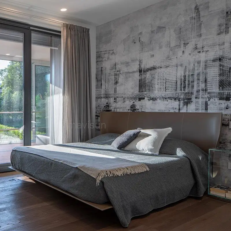 Italian Minimalist Loft Wedding Bed Modern High-end Small Apartment Master Bedroom First Layer Leather Double Bed 1.5m 1.8m