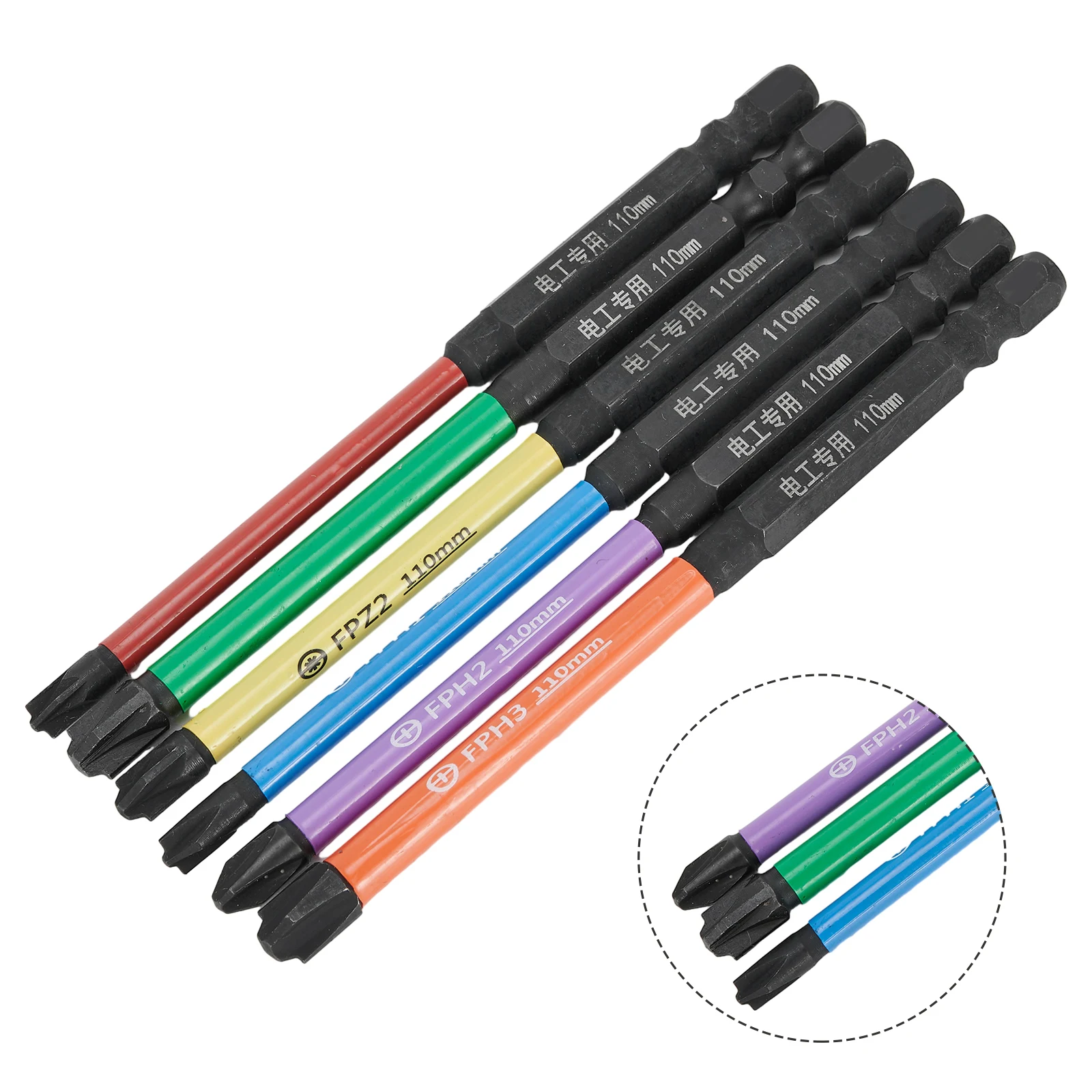 

Durable And Practical High Quality Screwdriver Bits 110mm / 4.33’’ Length 6 Pcs/set Alloy Steel FPH1/FPH2/FPH3/FPZ1/FPZ2/FPZ3
