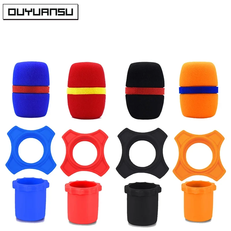 Microphone Cover Microphone Accessories Microphone Windscreen Microphone Sponges Sleeve Anti-Rolling Mic Protection Ring Rod Silicone Wireless Handheld Holder