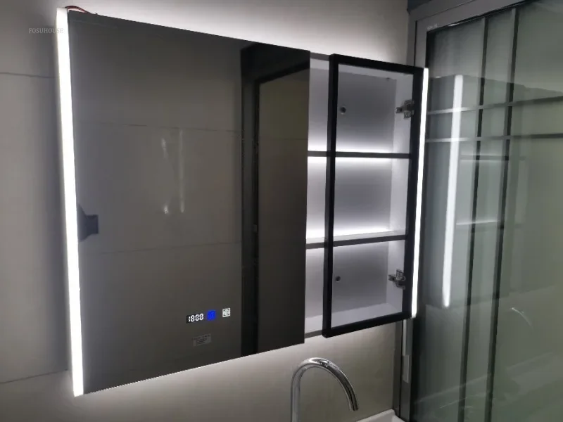 Description Picture 5 of itemModern Solid Wood Bathroom Smart Mirror Cabinet with Light Defogging Bathroom Furniture Beauty Mirror with Storage Locker s