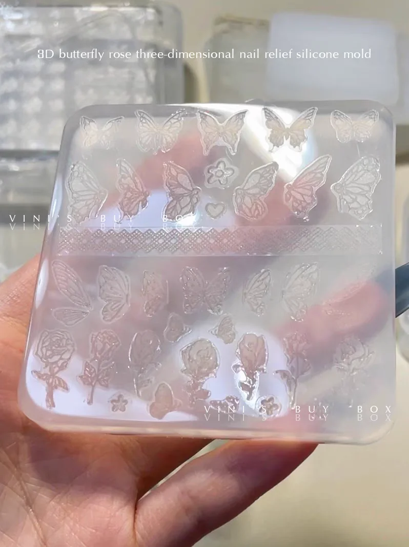 1pc  Embossed Butterfly 3D Acrylic Nail  Mold Nail Art Decorations Nails DIY Silicone Nail Stamping Plates Nails Products Nail 2