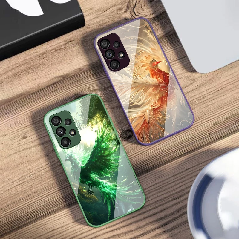 Golden Phoenix Unfolding Tempered Glass Phone Case
