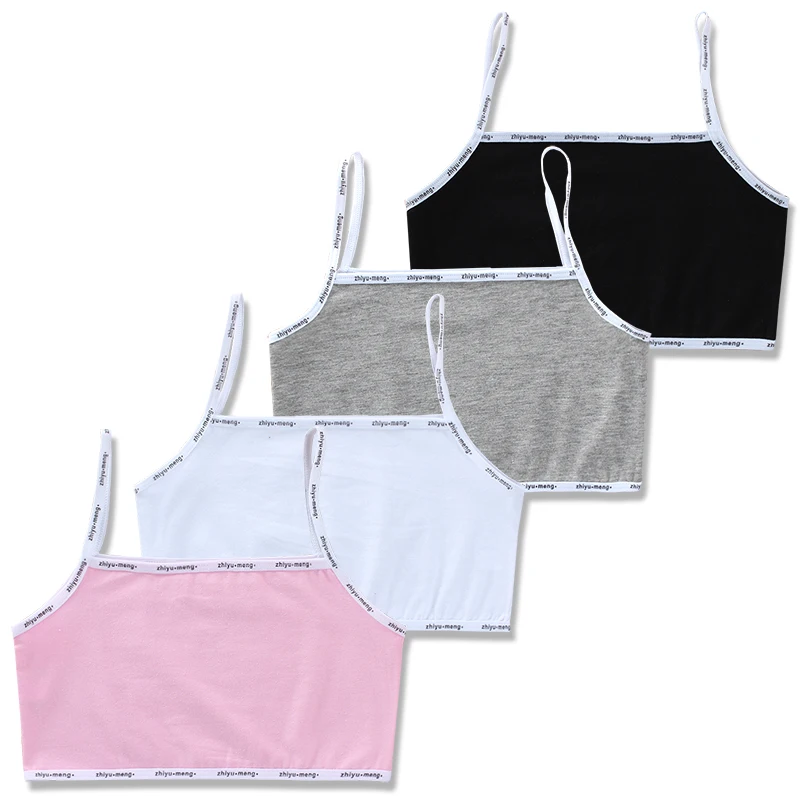 Girls Tank Tops 4pc/Lot Kids Underwear Model Cotton Girls Tank Top Candy Color Undershirt Girls Singlet Baby Camisole Bra Tops 8-14Years