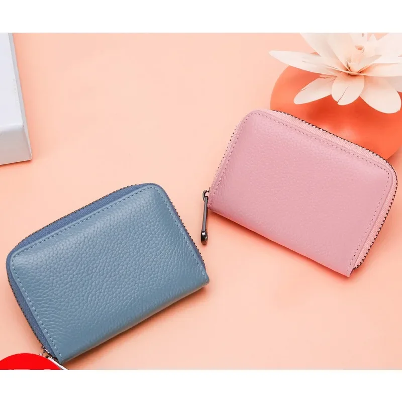 

New Anti-degaussing Multi-card Real Pickup Clip Zipper Card Bag Women's Korean Credit Card Sleeve Organ Card Bag