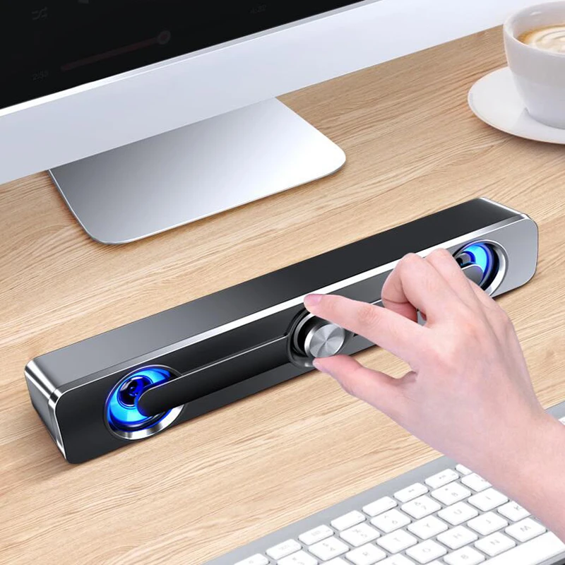 USB Wired Computer Speaker Bar Stereo Subwoofer Bass Speaker Surround Sound Box LED For PC Laptop Phone Tablet MP3