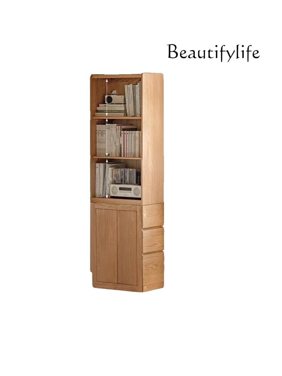 

Solid Wood Side Pull High Bookcase Gap Locker Household Oak Floor Small Apartment Narrow Cabinet