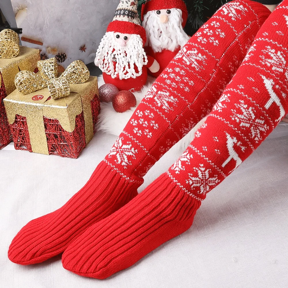 Calcetines Medias De Navidad Para Mujer, Medias Hasta El Muslo Con  Estampado De Copos De Nieve De Punto Por Encima De La Rodilla, Medias  Cálidas Para Mujer Otoño Invierno 221124 De 11,27 €