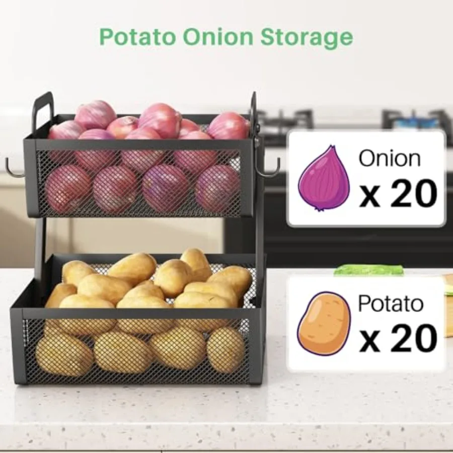 Fruit Basket Bowls For Kitchen Counter with Banana Hangers Detachable Metal Fruit Stand with Handle Kitchen Vegetables Bread Sn