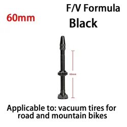 Premium MTB and Road Bike Tubeless Valve Nozzle with Tire Plugs - Presta, 40mm & 60mm Options (60mm Black 1pc)