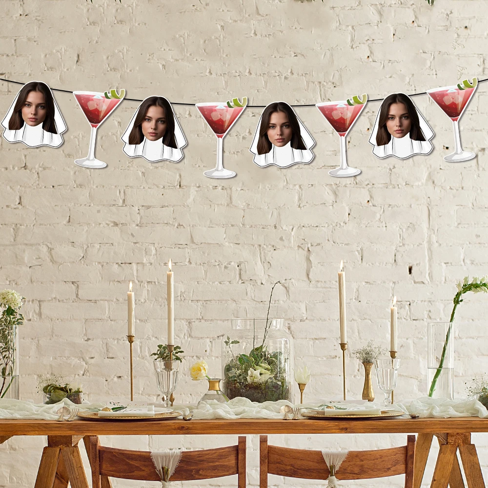 8 teile/satz Benutzerdefinierte Hochzeit Foto Banner Wand Hängen Banner Girlanden Personalisierte Gesicht Foto Braut Bräutigam Bunting Banner Hochzeit – Detail 10