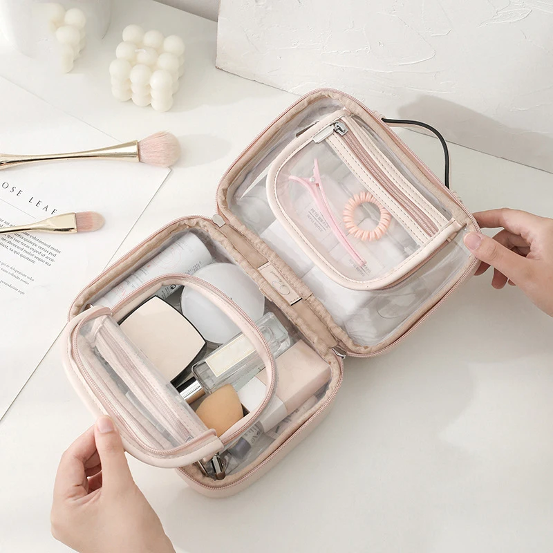 Storage Waterproof Cosmetic Bag Double Layered Makeup Brush Storage Multifunctional Large Capacity Lady Travel Clear Makeup Bags cosmetic bag,storage bag,cosmetic storage bag,makeup bag,cosmetic case