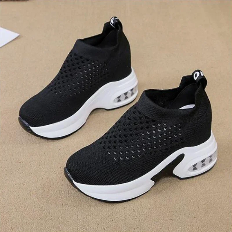 Net Women's Breathable Casual Sneakers Platform Shoes Comfortable Womens Vulcanized Shoes Lightweight Wedges Slip on Zapatillas