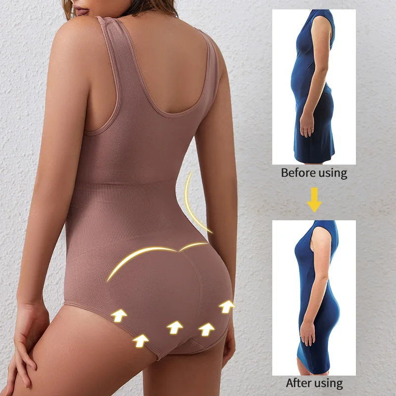 Women Shapewear Large Size One Piece Body Shapewear Bodysuit Waist Trainer Women's Corset Seamless Abdomen Pant Crotch Buckle Slimming Underwear