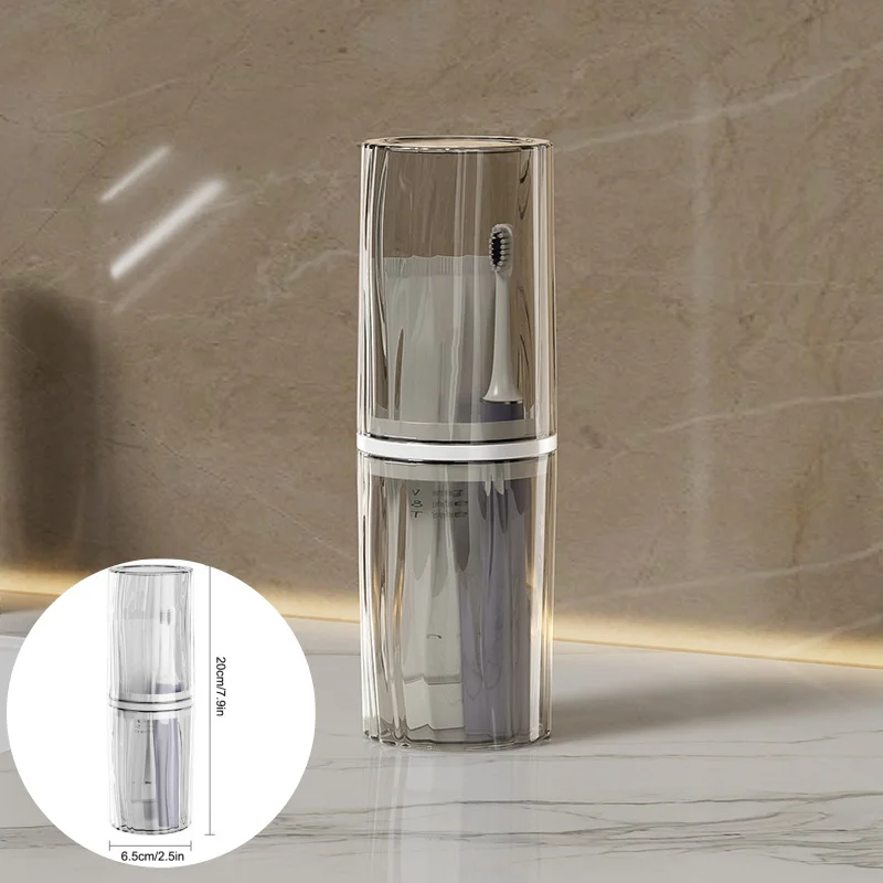 Portable Toothbrush Cup Bathroom Toothpaste Holder Storage Case Travel Toiletries Organizer With Dust Cover_voghion.com