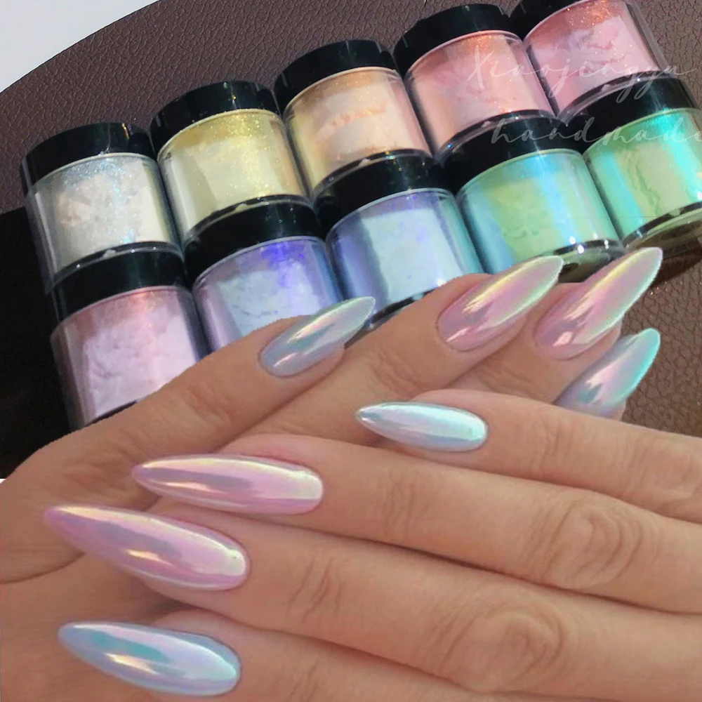 Barattoli Aurora Nail Powder Pearl Nail Glitter Neon Shimmer Nails Chrome Powder Immersione In Polvere Decorazione Aurora Manicure Pigment
