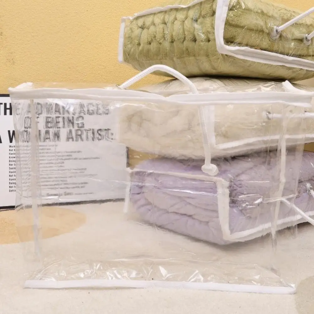 Practical PVC Quilt Storage Bag Transparent Reusable Bed Sheet Organiser Pouch Dustproof Tote Bag for Pillow Blanket 5